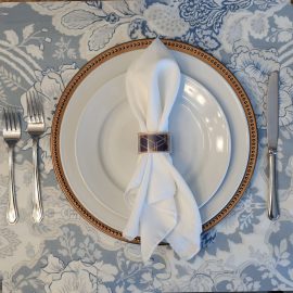 Navy Geometric Lux + Table Napkin Ring Setup