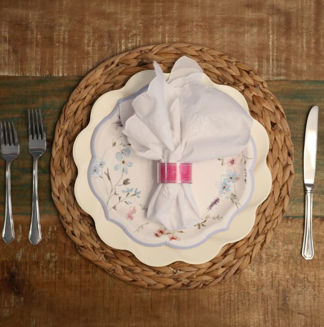 Pink Floral Lux + Table Napkin Ring Setup